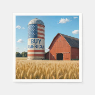 KÖPA AMERIKANSK text med Flagga på en barn Silo Pappersservett