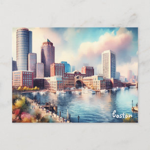 köpa båtar Travel Vintage boston-vykort Vykort