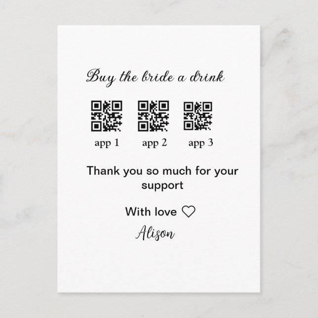 köpa brud en drink skanna QR-kod tack för inbjudan (Framsida)