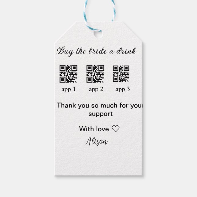 köpa brud en drink skanna QR-kod tack för inbjudan Presentetikett (Framsidan)