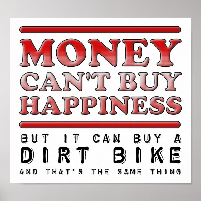Köpa Happiness Dirt Bike Funny Poster (Framsidan)