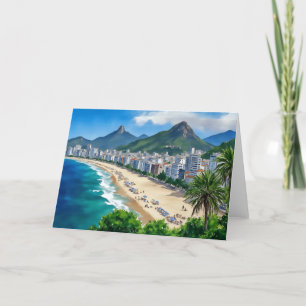 kopacabana strandrio brazil vattenfärg tack kort