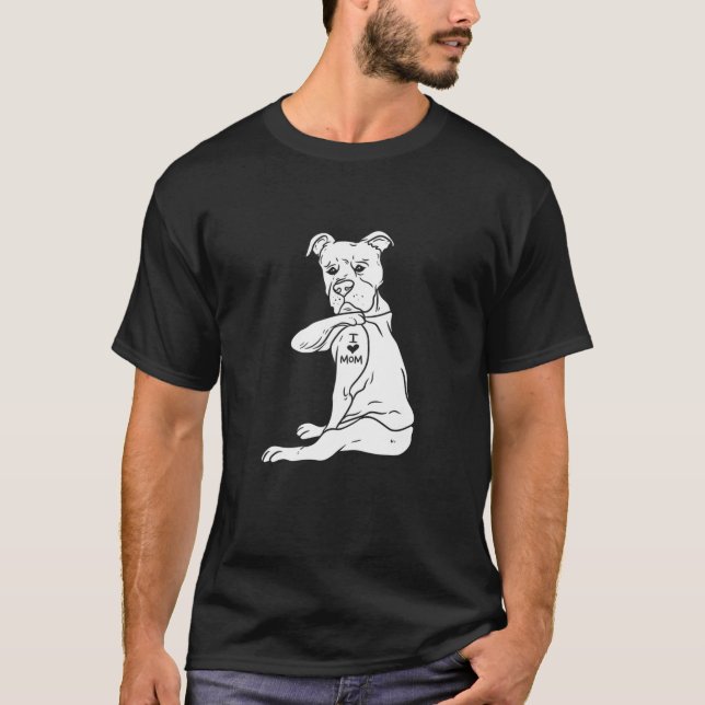 Köparen i Kärlek Mamma Pitbull Kärlek Pit Bull Dog T Shirt (Framsida)