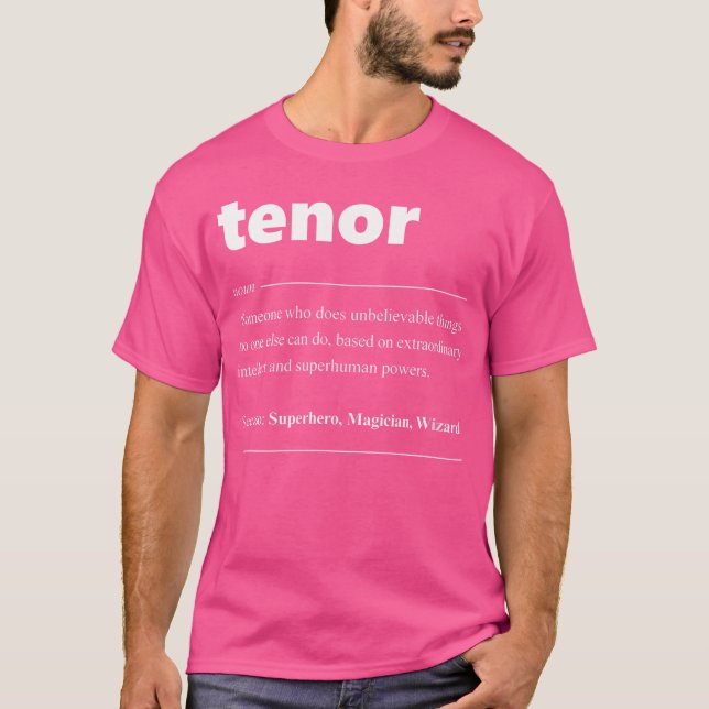 Köparens tenor Definition Choir for Opera Singer T Shirt (Framsida)