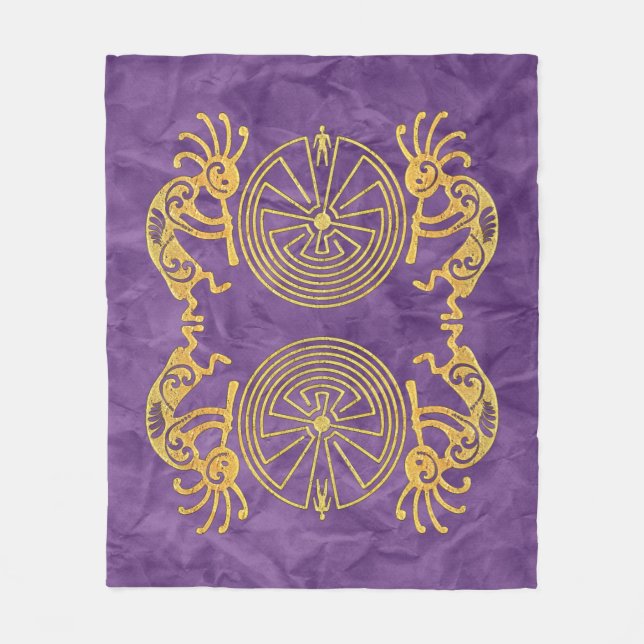 KOPELLI / MAN I MAZE guld + dina idéer Fleecefilt (Framsidan)