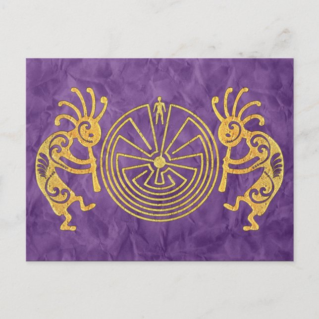 KOPELLI / MAN I MAZE guld + dina idéer Vykort (Framsida)