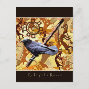 KOPELLI RAVEN Native American Art stil Series Vykort