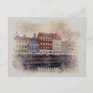 Kopenhagen vattencolor kaart vykort