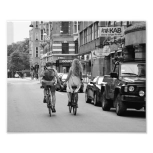Köpenhamn Älskare om cyklar, svart och vitt. Fototryck