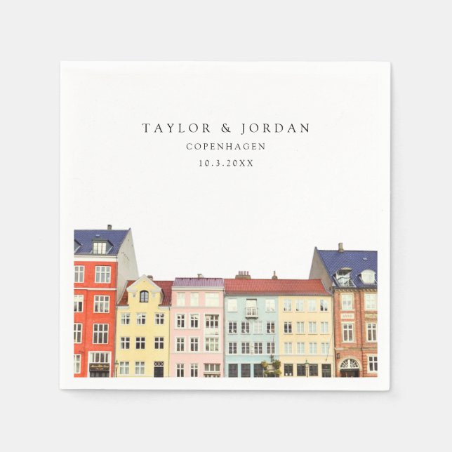 Köpenhamn Bröllop Anpassningsbar Papper Cocktail N Pappersservett (Framsidan)