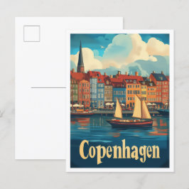 Köpenhamn Danmark Art Vintage resor Illustration Vykort