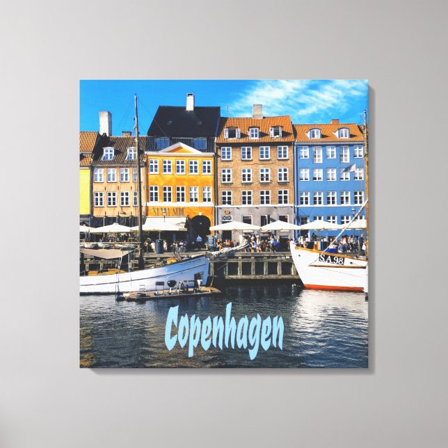 Köpenhamn Danmark Capital Canal Homes Nyhavn Canvastryck (Framsida)