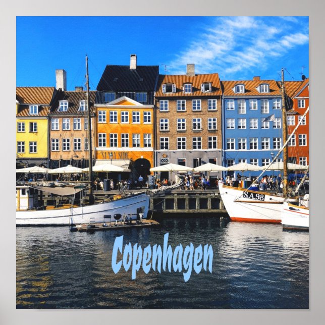 Köpenhamn Danmark Capital Canal Homes Nyhavn Poster (Framsidan)