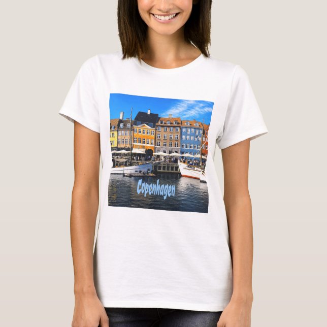 Köpenhamn Danmark Capital Canal Homes Nyhavn T Shirt (Framsida)