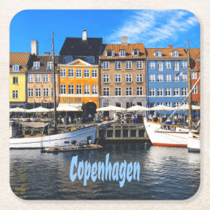 Köpenhamn Danmark Capital Canal Homes Nyhavn Underlägg Papper Kvadrat