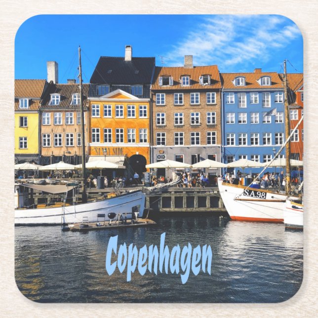 Köpenhamn Danmark Capital Canal Homes Nyhavn Underlägg Papper Kvadrat (Framsidan)