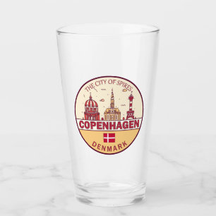 Köpenhamn Danmark City Skyline Emblem Glaskopp
