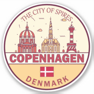 Köpenhamn Danmark City Skyline Emblem Klistermärken