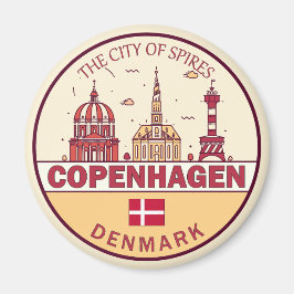 Köpenhamn Danmark City Skyline Emblem Magnet
