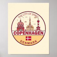 Köpenhamn Danmark City Skyline Emblem