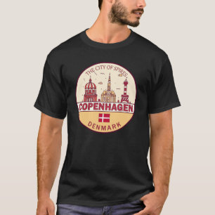 Köpenhamn Danmark City Skyline Emblem T Shirt