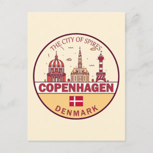 Köpenhamn Danmark City Skyline Emblem Vykort