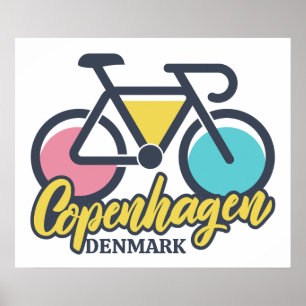 Köpenhamn Danmark Cycling Poster