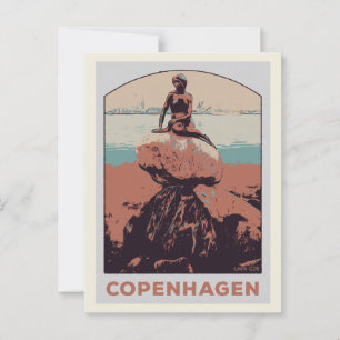 Köpenhamn Danmark, Den lilla sjöjungfruns staty Vykort