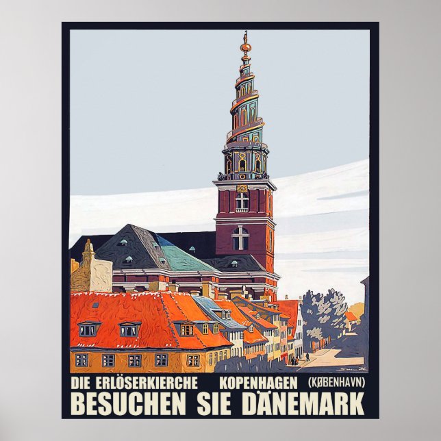 Köpenhamn, Danmark. Hus i centrum och kyrka Poster (Framsidan)