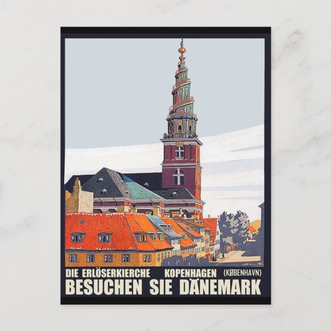 Köpenhamn, Danmark. Hus i centrum och kyrka Vykort (Framsida)