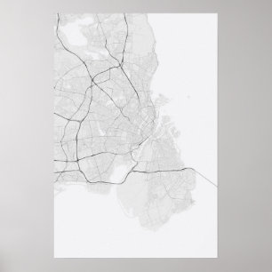 Köpenhamn, Danmark Karta. (Svartvitt) Poster