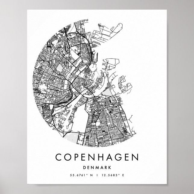 Köpenhamn Danmark - minimalt Modern Circle Street Poster (Framsidan)
