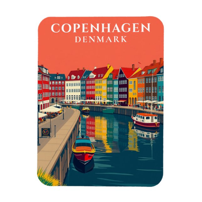 Köpenhamn Danmark Nyhavn Canal Europe Travel Magnet (Vertikal)