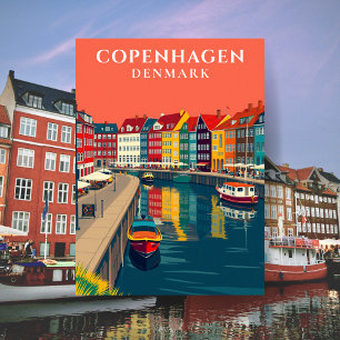 Köpenhamn Danmark Nyhavn Canal Europe Travel Vykort