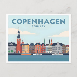 Köpenhamn Danmark Nyhavn Waterfront Pastel Travel Vykort