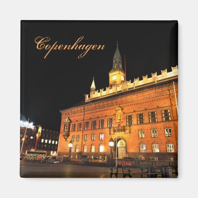Köpenhamn, Danmark på natten Magnet (Framsidan)