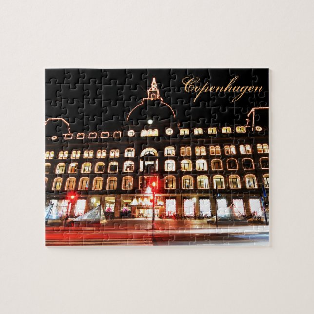 Köpenhamn Danmark på natten Pussel (Horisontell)