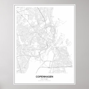 Köpenhamn, Danmark Poster minimalistiskt Karta (St