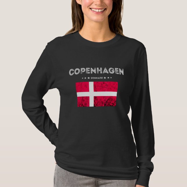 Köpenhamn Danmark Resa Dannebrog Flagga Danish Kob T Shirt (Framsida)