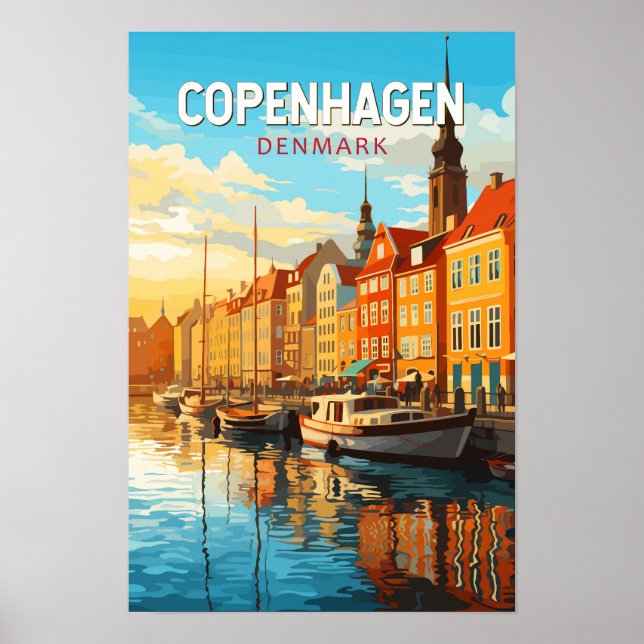 Köpenhamn Danmark Resa Konst Vintage Poster (Framsidan)