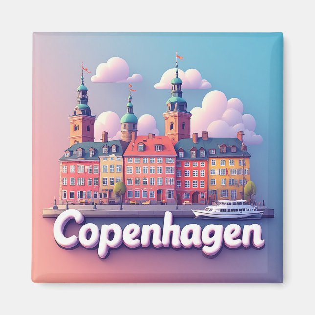 Köpenhamn Danmark Resa Present Souvenir Magnet (Framsidan)