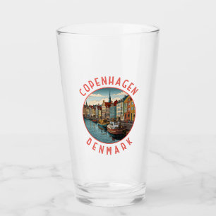 Köpenhamn Danmark Retro Distress Circle Glaskopp