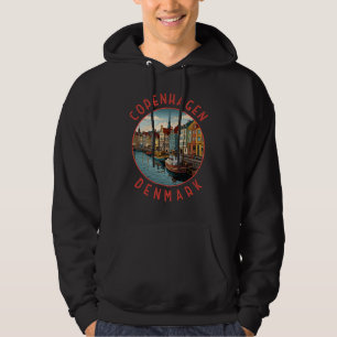 Köpenhamn Danmark Retro Distress Circle Hoodie