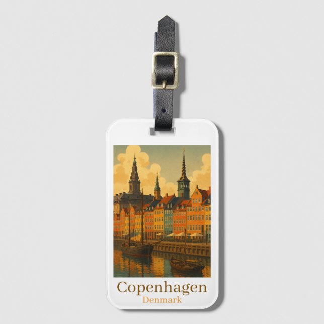 Köpenhamn Danmark Retro Travel Bagagebricka (Framsida vertikal)