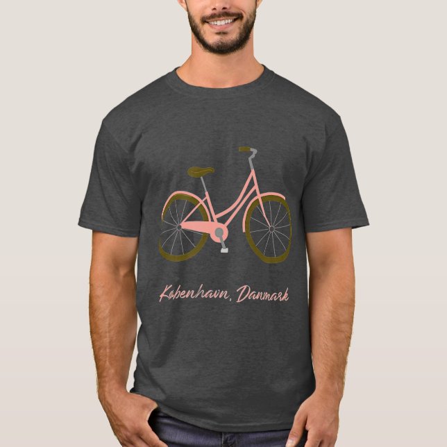 Köpenhamn Danmark Rosa Dansk cykeldesign T Shirt (Framsida)