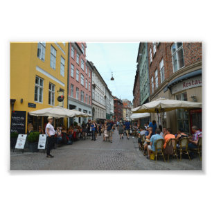 Köpenhamn, Danmark, Sidewalde Cafes Fototryck
