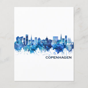 Köpenhamn Danmark Siluett Blå Flygblad