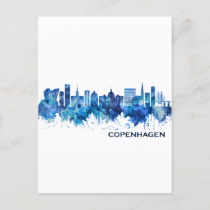 Köpenhamn Danmark Skyline Blue Inbjudan Vykort