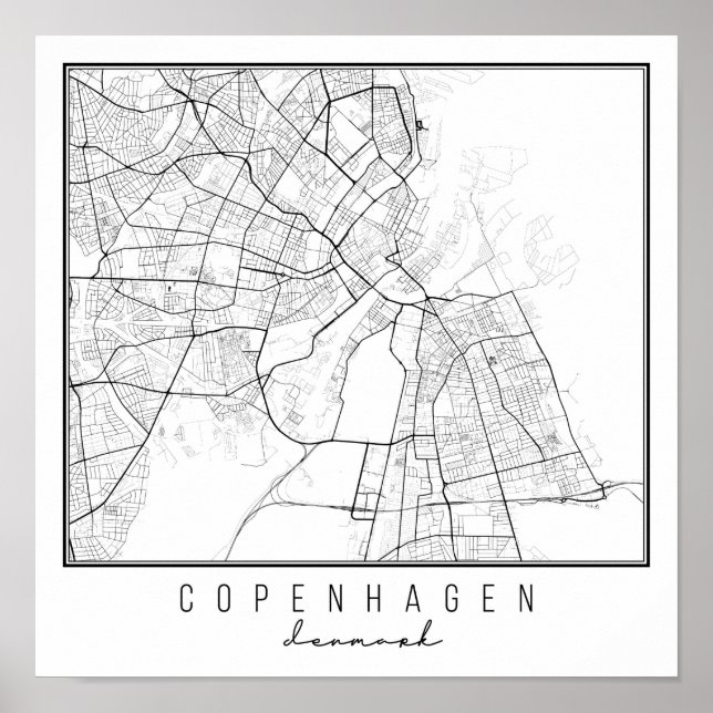 Köpenhamn Danmark Street Karta Poster (Framsidan)