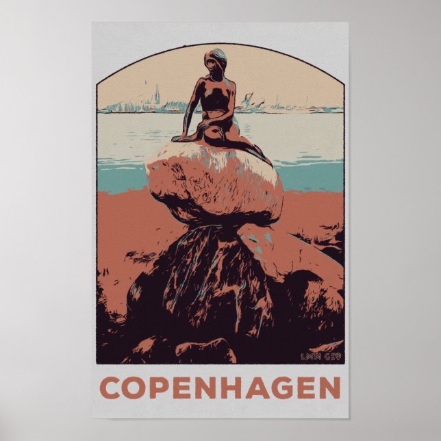 Köpenhamn Danmark, The Little Sjöjungfru Status Po Poster (Framsidan)